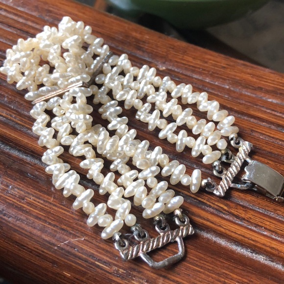 Mid Century Four Strand Rice Pearl Bracelet - Picture 1 of 8